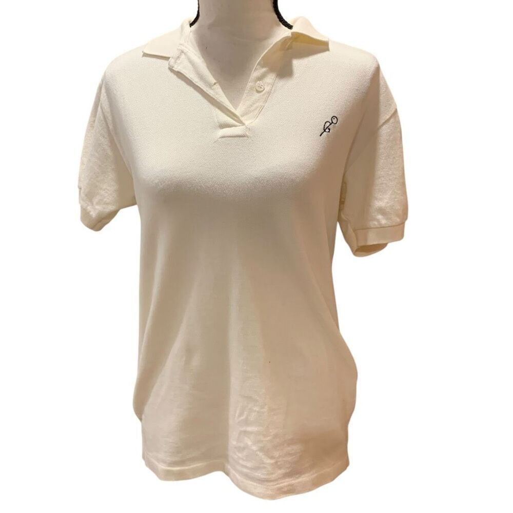 Gyrfalcon Squash Racquet Polo Shirt‎ British Crown Colony Hong Kong White Men Lg